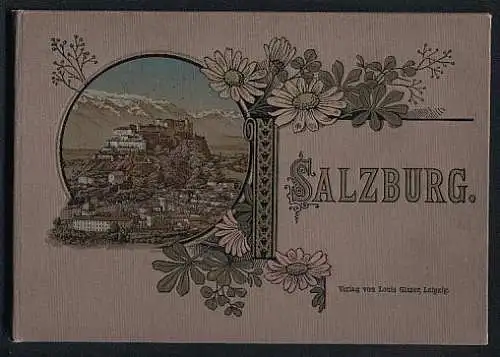 Leporello-Album 31 Lithographie-Ansichten Salzburg, Bahnhof Zahradbahn Gaisberg & Zistel-Alpe, Hotel Gaisberg, Ramsau