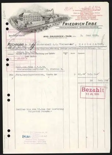 Rechnung Bad Salzungen i. Thür. 1939, Friedrich Erbe, Maschinenfabrik, Ansicht des Betriebsgeländes