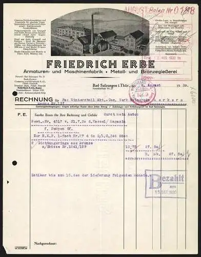 Rechnung Bad Salzungen i. Thür. 1930, Friedrich Erbe, Armaturen- & Maschinenfabrik, Ansicht des Betriebsgeländes