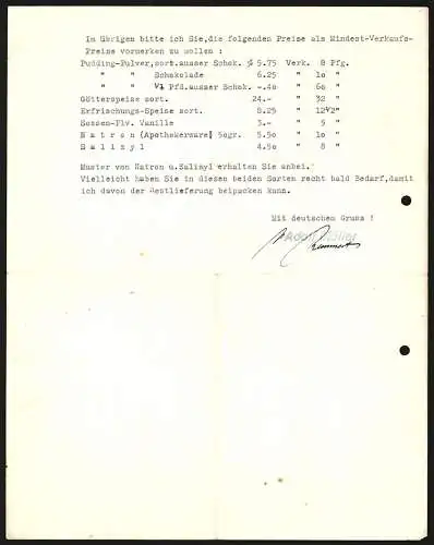 Rechnung Herford i. W. 1937, Adolf Müller, Pudding- & Backpulver-Fabrik, Ansicht des chemischen Laboratoriums