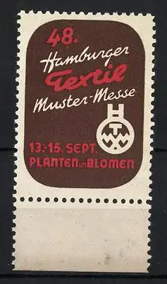 Reklamemarke Hamburg, 48. Hamburger Textil Muster-Messe, Logo mit Wappen