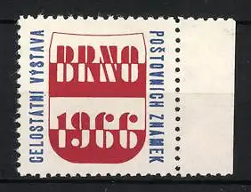 Reklamemarke Brno, Celostátní Výstava, 1966, Wappenschild