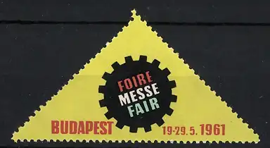 Reklamemarke Budapest, Foire Messe Fair, Zahnrad, 1961