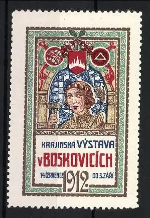 Reklamemarke Boskovice, Krajinská výstava 1912, Frauenportrait