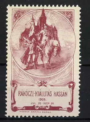 Reklamemarke Kassan, Rákóczi-Kiállítás 1903, Schloss und Reiter