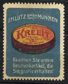 Reklamemarke München, Krelit Politur, Dose