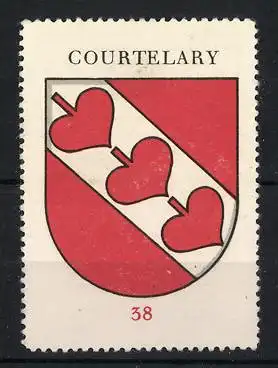 Reklamemarke Courtelary, Wappen mit drei Herzen