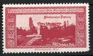 Reklamemarke Bad Dürkheim, Fremdenverkehrsverein, Klosterruine Limburg, Klosterruine