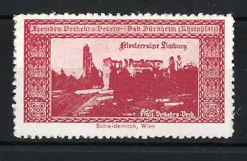 Reklamemarke Bad Dürkheim, Fremdenverkehrsverein, Klosterruine Limburg, Ruinenansicht