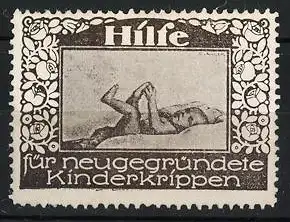 Reklamemarke Hilfe für neugegründete Kinderkrippen, schlafendes Kind