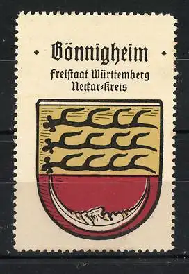 Reklamemarke Bönnigheim, Freistaat Württemberg Neckar-Kreis, Wappenzeichen