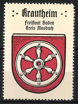 Reklamemarke Krautheim, Freistaat Baden Kreis Mosbach, rotes Radwappen