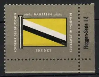 Reklamemarke Brunei, Baustein Blinden-Hilfswerk, Flagge