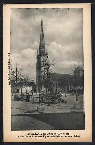 AK Saint-Savin-sur-Gartempe, Le Clocher de l`ancienne Église Abbatiale, XII? et XIII? siècles