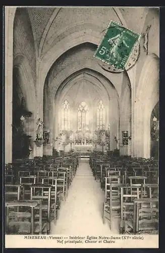 AK Mirebeau, Intérieur Église Notre-Dame, XVe siècle, Nef principale, Chœur et Chaître