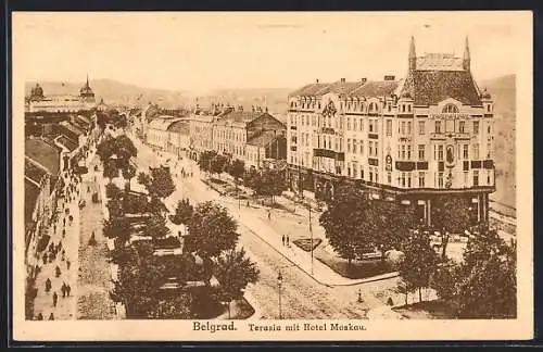 AK Belgrad, Terasia, Ortsansicht aus der Vogelschau