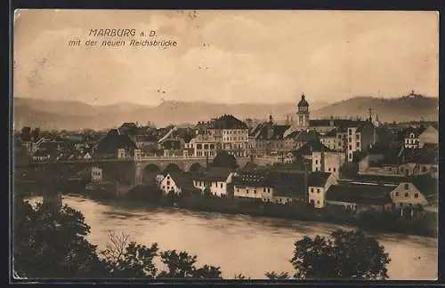 AK Maribor / Marburg, Stadtansicht mit der neuen Reichsbrücke