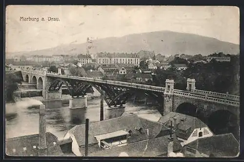 AK Maribor / Marburg, Ortspartie mit Brücke
