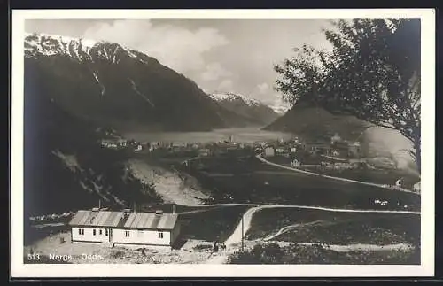 AK Odda, Ansicht aus der Vogelschau