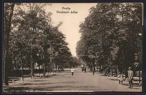 AK Braila, Strassenpartie in der Denkmal-Allee