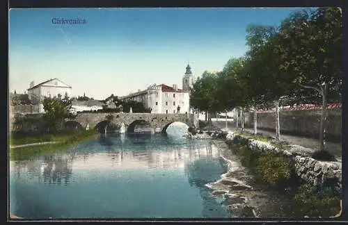 AK Cirkvenica, Fluss mit Brücke