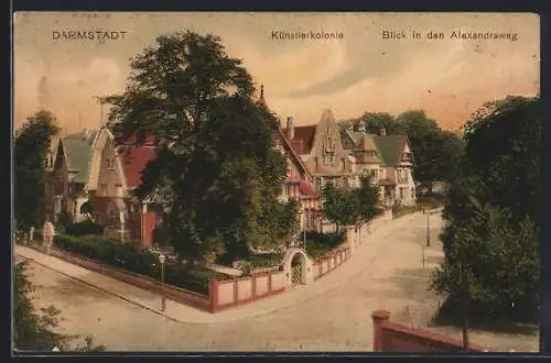 AK Darmstadt, Künstlerkolonie und Blick in den Alexandraweg