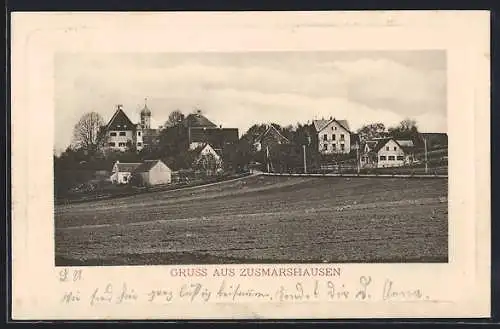 AK Zusmarshausen, Ansicht vom Feld aus