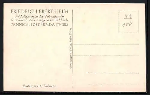 AK Tännich /Thür., Friedrich Ebert Heim, Ferienheim d. Sozialistisch. Arbeiterjugend Deutschlands