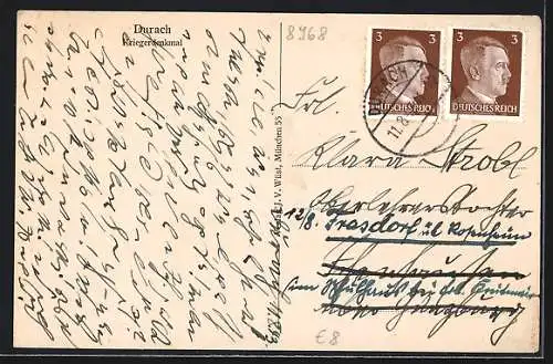 AK Durach, Kriegerdenkmal, Durach seinen 55 Helden