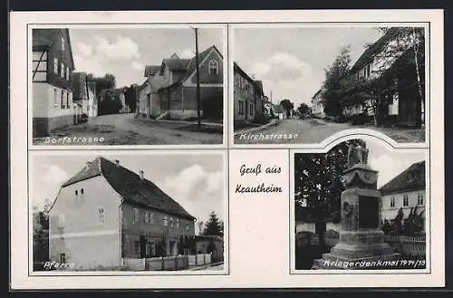 AK Krautheim / Weimar, Dorfstrasse, Pfarre und Kriegerdenkmal 1914 /18