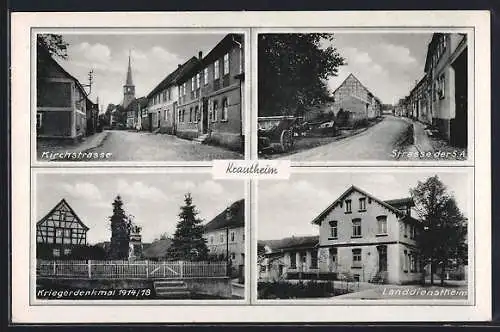 AK Krautheim / Weimar, Kirchstrasse, Kriegerdenkmal, Strasse der S. A. und Landdienstheim