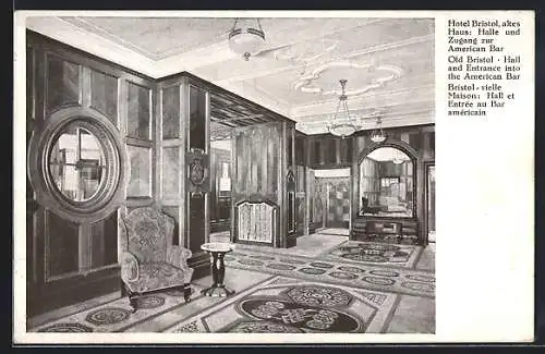 AK Wien, Hotel Bristol, Kärntnerring 1-7, Halle und Zugang zur Bar