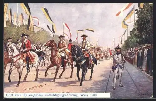 AK Wien, Kaiser-Jubiläums-Huldigungs-Festzug 1908