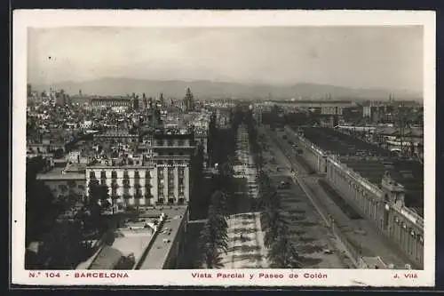 AK Barcelona, Vista Parcial y Paseo de Colon