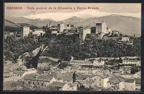 AK Granada, Vista general de la Alhambra y Sierra Nevada