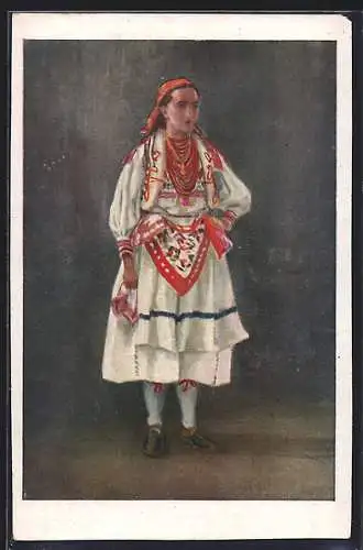 Künstler-AK Zagreb, Kroatische Nationaltracht Sestine