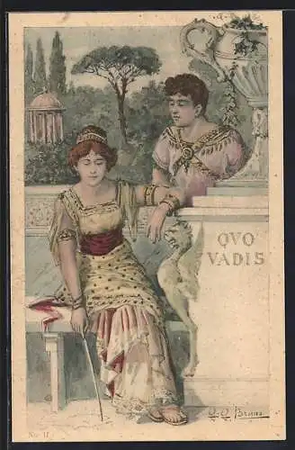 Künstler-AK Quo Vadis, Paar im Garten