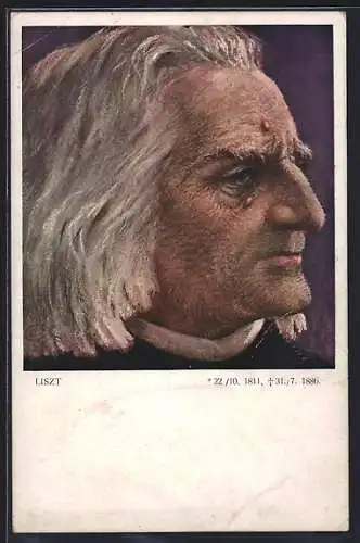 Künstler-AK Liszt im Seitenprofil
