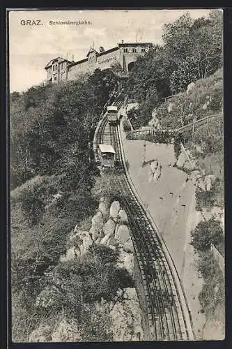 AK Graz, Shlossbergbahn mit Bahnhof