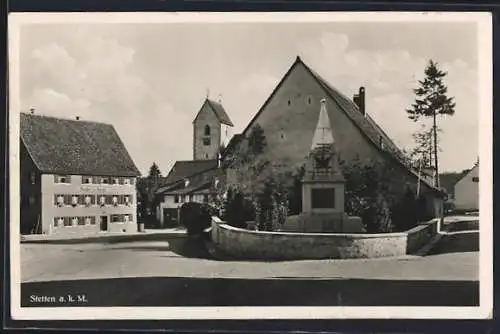 AK Stetten a. k. M., Partie am Kriegerdenkmal