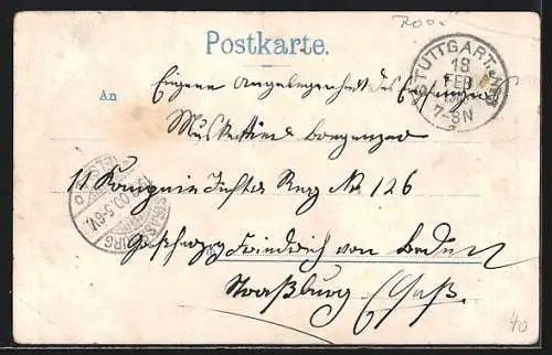 Künstler-AK Friedrich Perlberg: Stuttgart, Infanteriekaserne, Strassenbahn