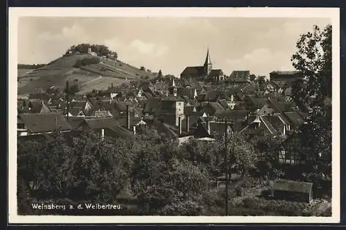 AK Weinsberg a. d. Weibertreu, Blick über die Dächer der Gemeinde