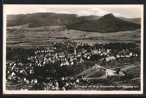AK Hechingen, Burg Hohenzollern vom Flugzeug aus