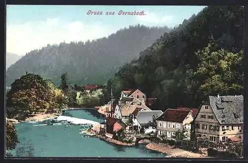 AK Gernsbach, Häuser am Wasser