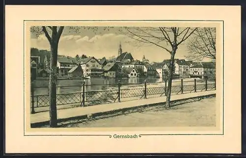 AK Gernsbach, Ortspartie mit Uferpromenade
