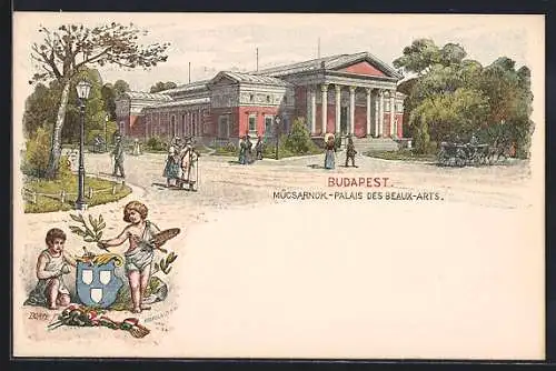 Lithographie Budapest, Mücsarnok-Palais des Beaux-Arts