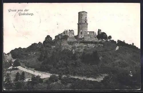 AK Burg Godesburg, Blick auf die Ruinen