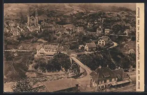 AK Forbach, Gesamtansicht aus der Vogelschau, Bahnhof