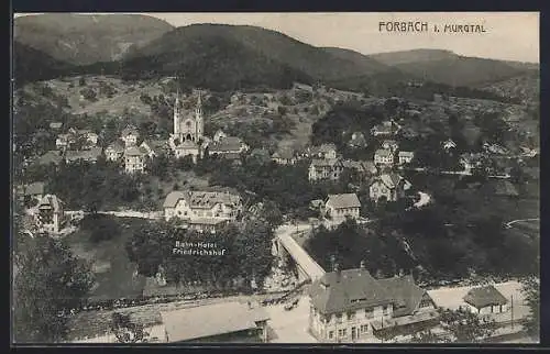 AK Forbach i. Murgtal, Partie mit Bahn-Hotel Friedrichshof