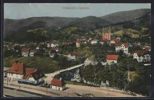 AK Forbach /Murgtal, Ortsansicht mit Bahnhof